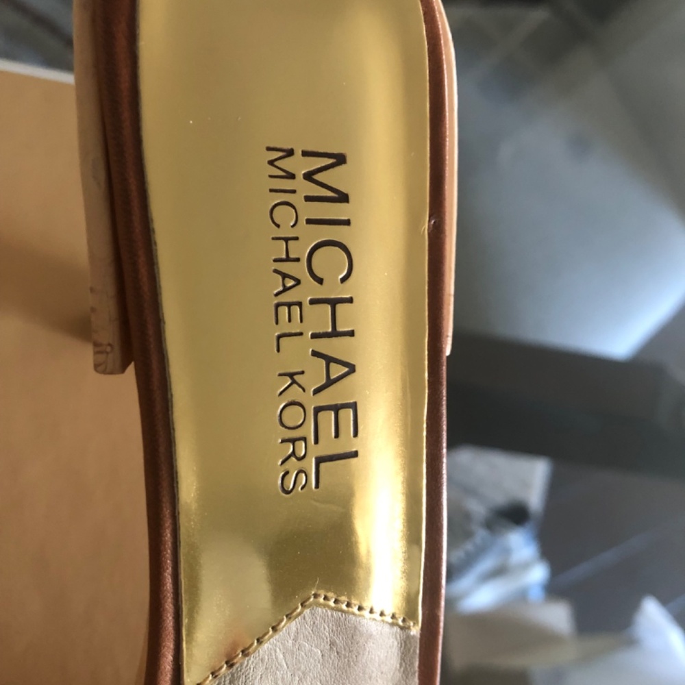 New Michael Kors Amelie Mule Luggage Embossed Leather Shoes - Picture 5 of 11